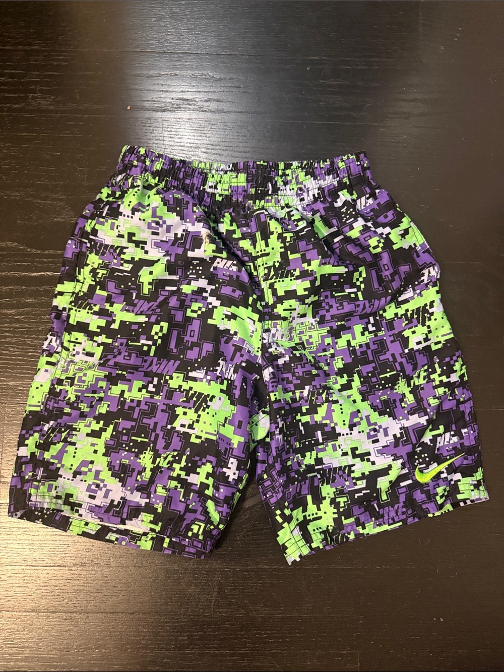 Nike Green, Purple & Black Digital Print Bathing Suit size L